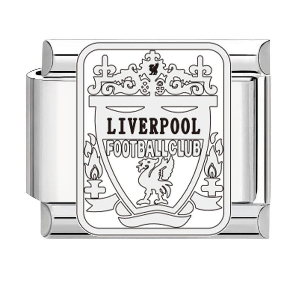 Wholesale Titanium Steel DIY Italian Charm Bracelet With Football Club Pattern Modular Accessory For Gift And Resale
