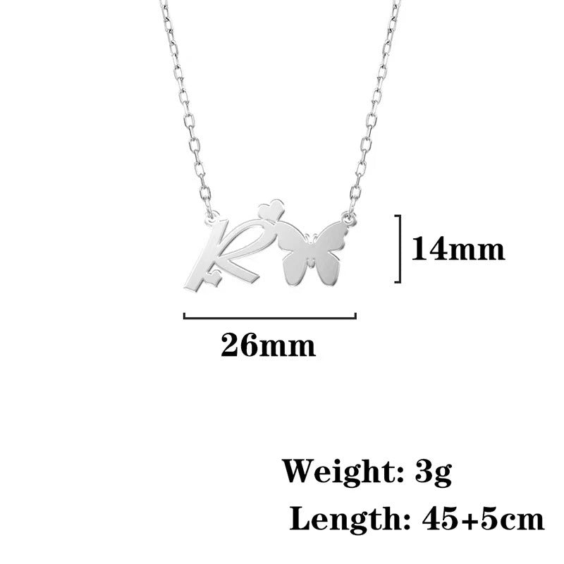 Wholesale stainless steel non-fading butterfly letter clavicle chain