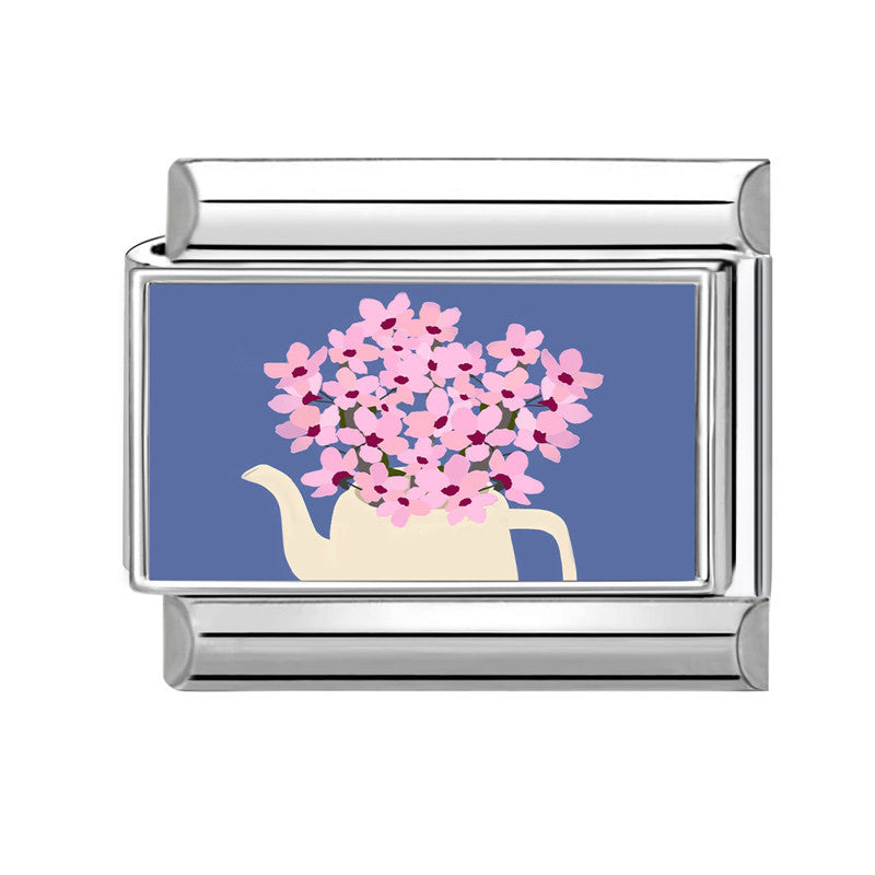 Wholesale 9mm Italian Charm Starter Bracelets Blue series DIY square Single Section Creative Stainless Steel Composable Bracelet