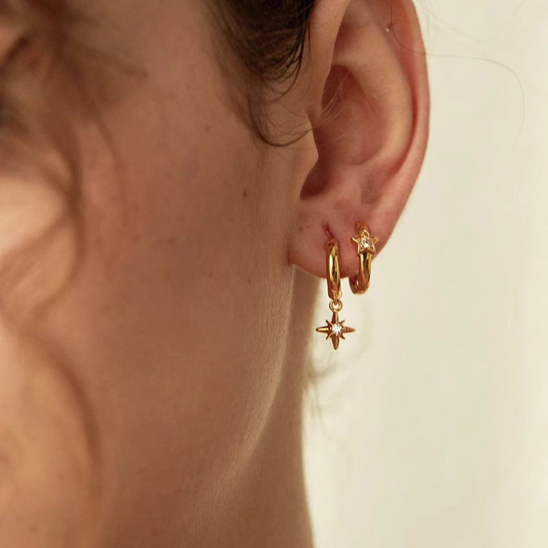Wholesale AB asymmetric star earrings