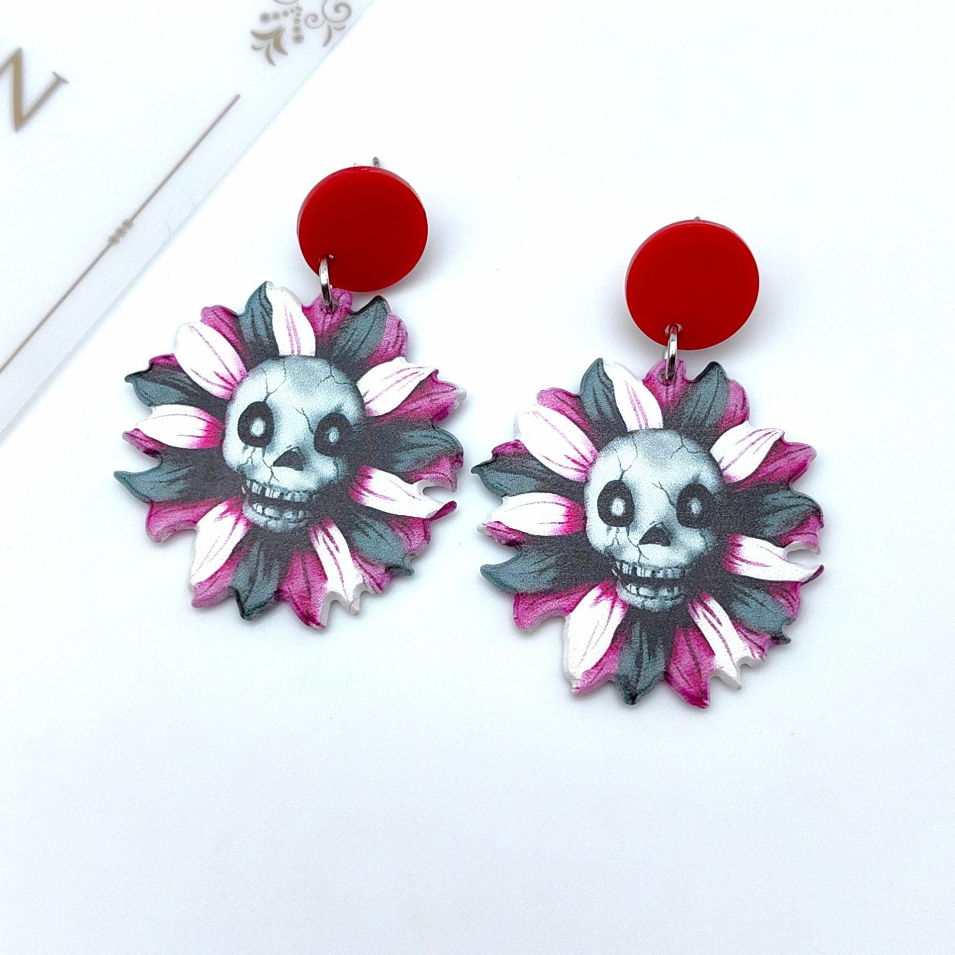 Wholesale Halloween Skull Acetate Acrylic Earrings ACC-ES-Xizhao007