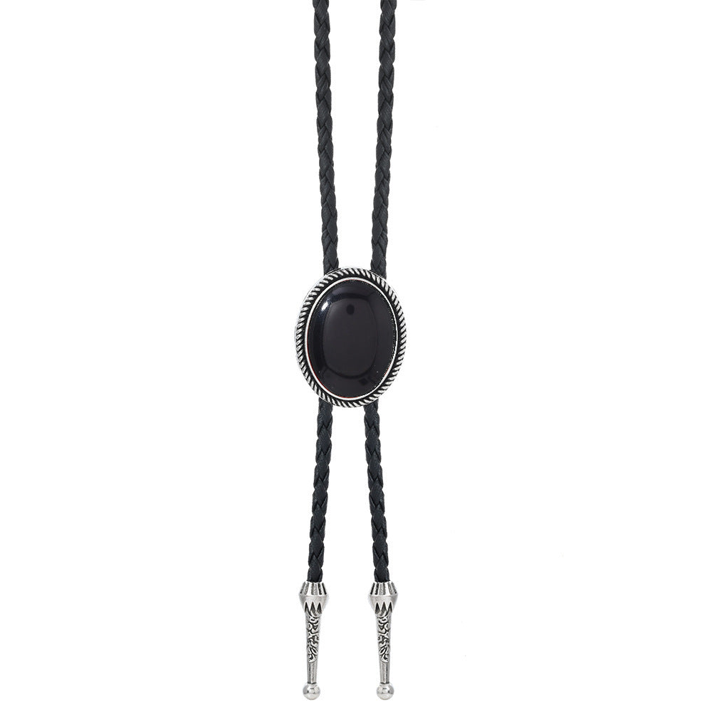 Wholesale Vintage Poirot Tie Leather Earrings Necklace