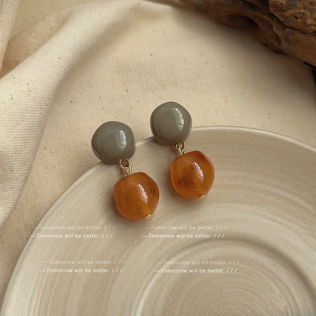 Wholesale Retro Coffee Color Earrings Geometric Blooming Acrylic Earrings ACC-ES-Eryu006