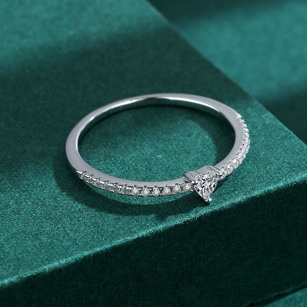 Wholesale S925 love heart zircon silver ring