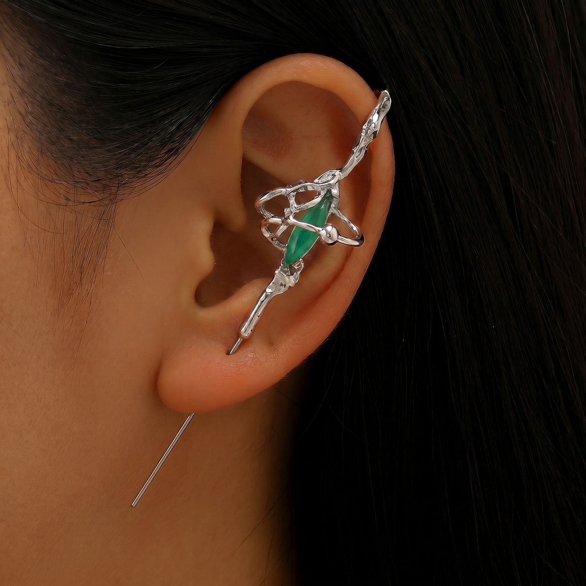 Wholesale Trendy Dark Snake Cross Earrings Metal Double Ear Piercing Jewelry Accessory for Cool Girls Boutique Resale