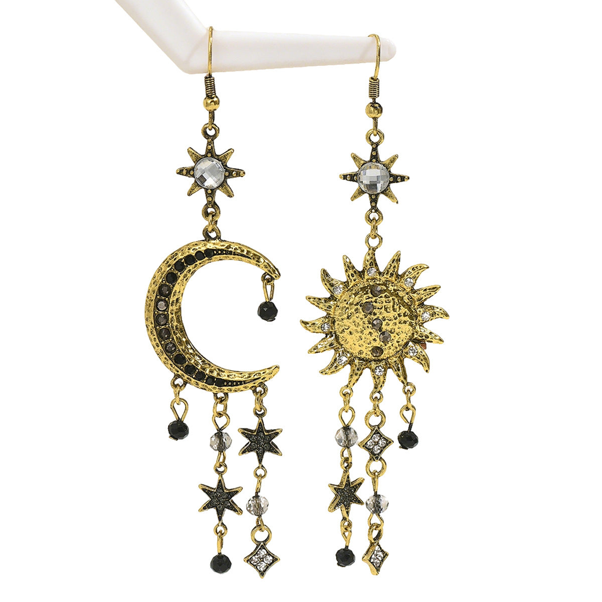 Wholesale Zinc Alloy Geometric Sun Moon Tassel Dangle Earrings Fashion Accessory for Women