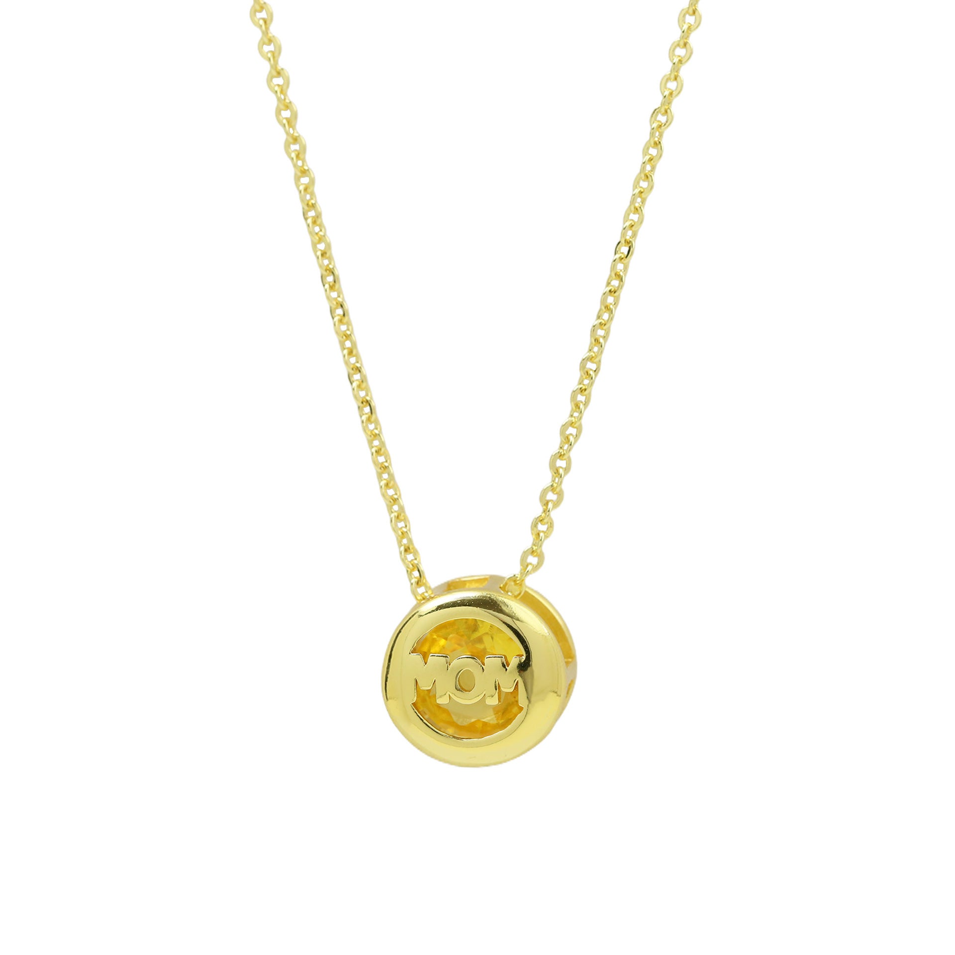 Wholesale Gold-Plated Brass " MOM"  Pendant with December Birthstone — Mother' s Day Gift
