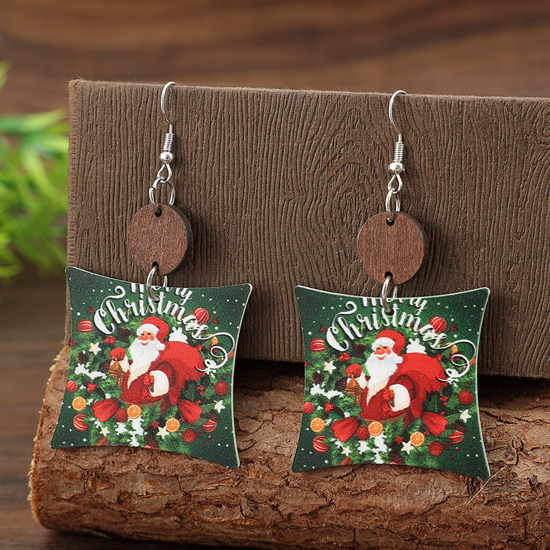 Wholesale Christmas Pillow Printed  Acrylic Creative Fashion Earrings