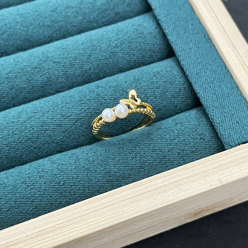 Wholesale Light Luxury Enamel Dropping Glaze Butterfly Flower Ring