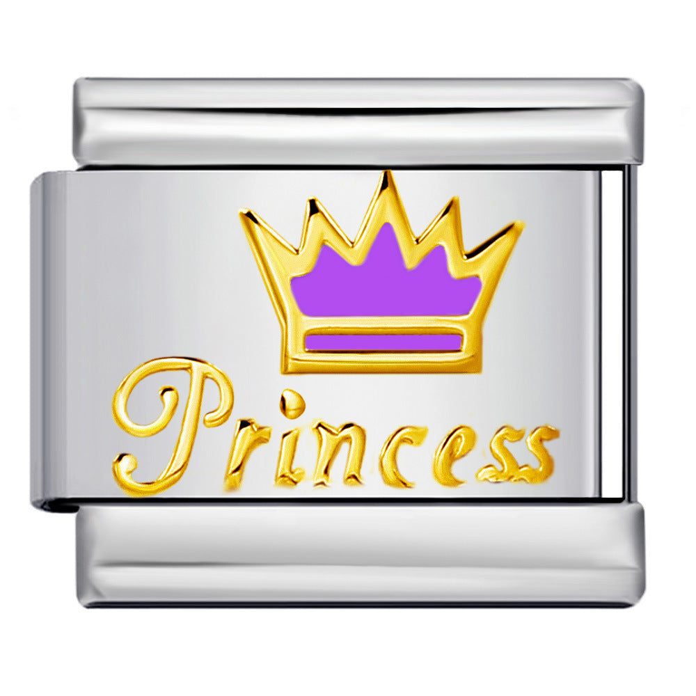 Wholesale Italian Charm Bracelet 9mm DIY Colorful Enamel Crown Series  Creative Stainless Steel Composable Bracelet