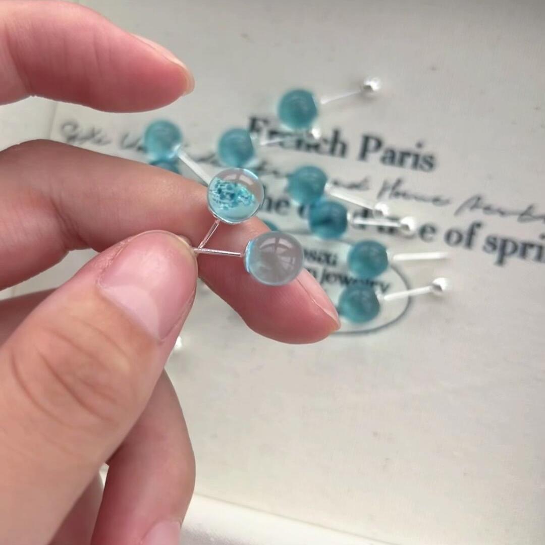 Wholesale Aquamarine Earrings Spiral Ear-raising Earrings