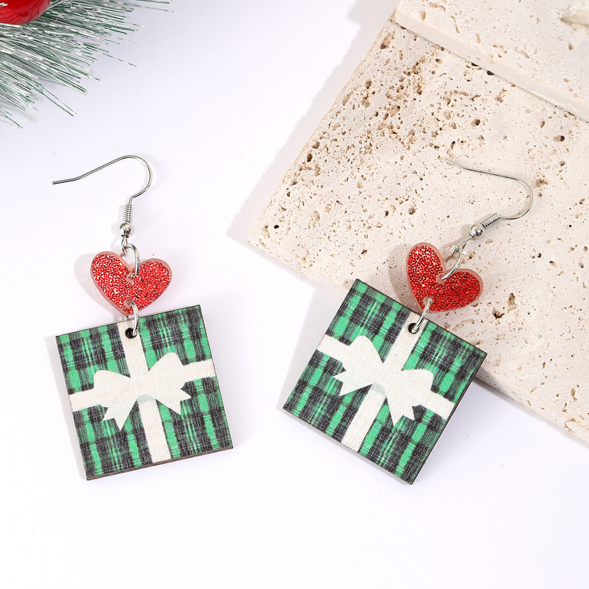 Wholesale Christmas Party Cute Snowman Christmas Tree Cartoon Wooden Earrings