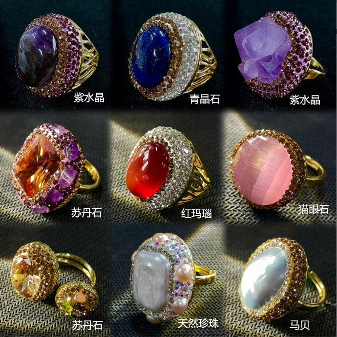 Wholesale  vintage natural amethyst gemstone ring