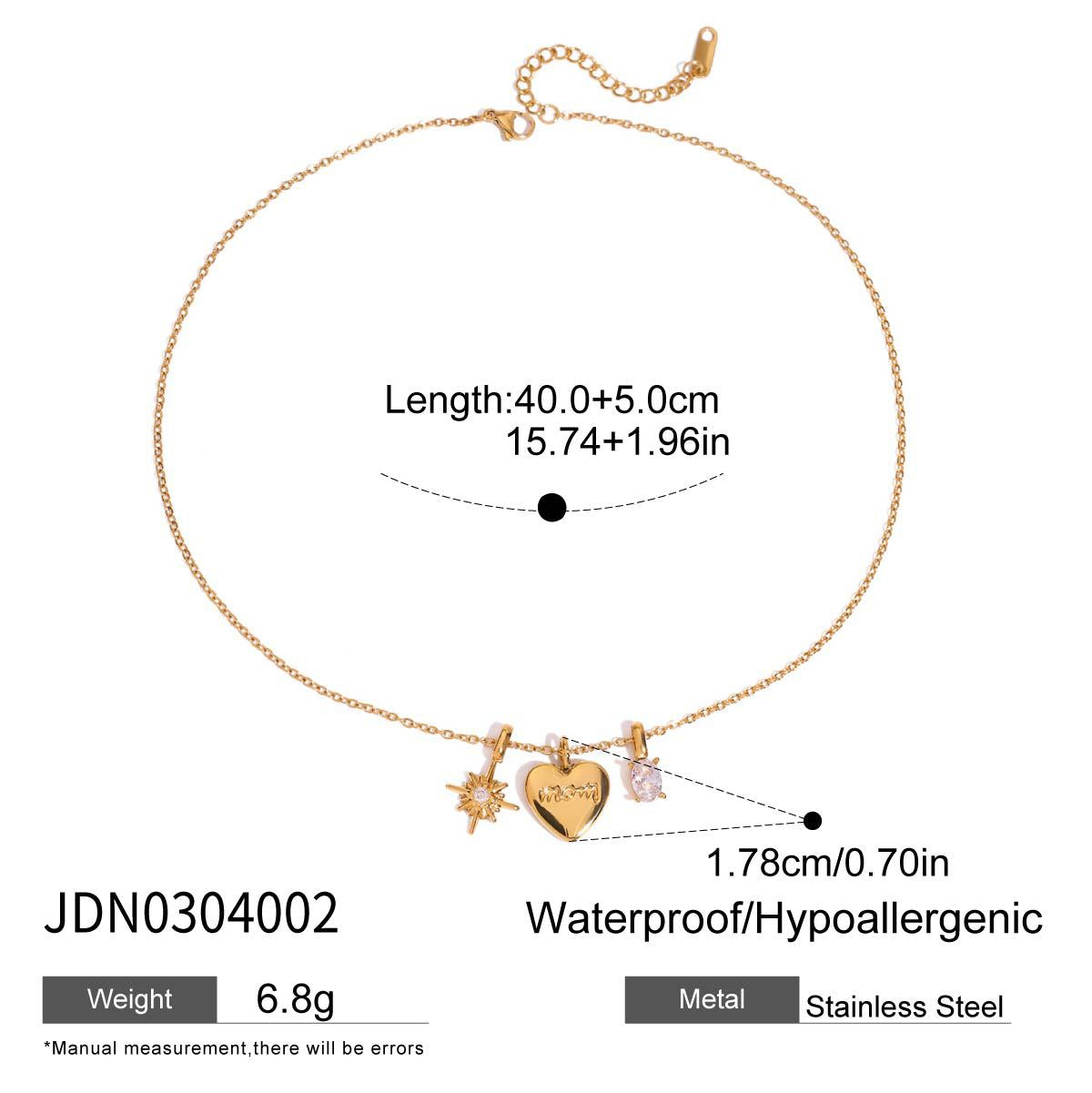 Wholesale Stainless steel heart-shaped zircon necklace