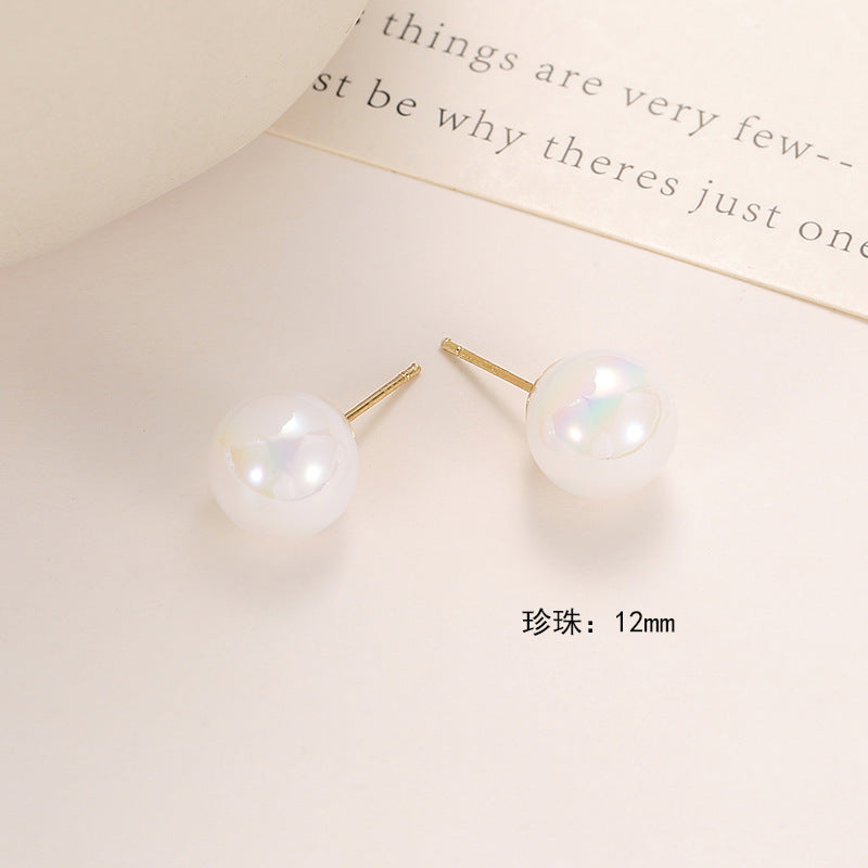 Wholesale pearl retro round shiny ear hooks earrings