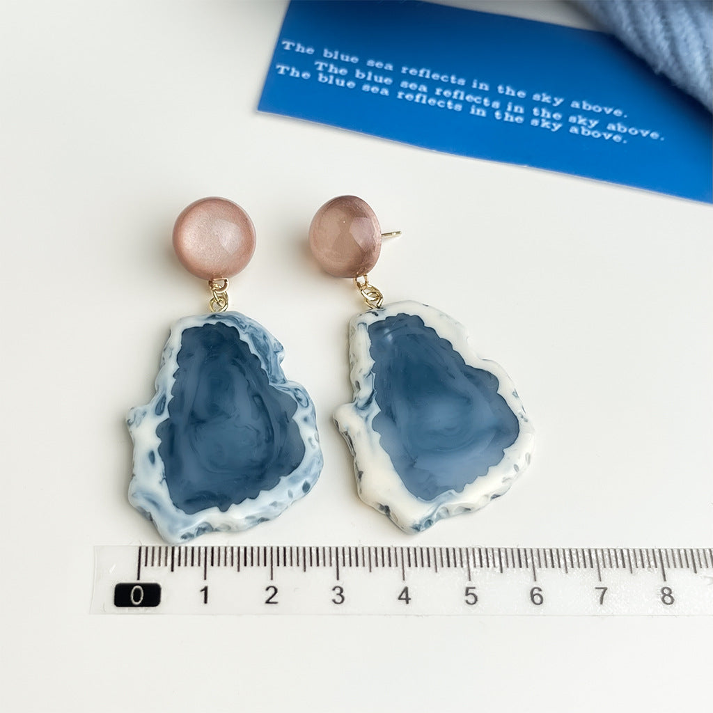 Wholesale blue oil earrings
