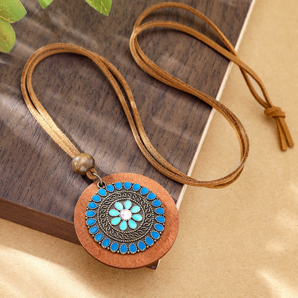 Wholesale Bohemian Geometric Colorful Drop Pendant Necklace Zinc Alloy Fashion Accessory for Travel Gift