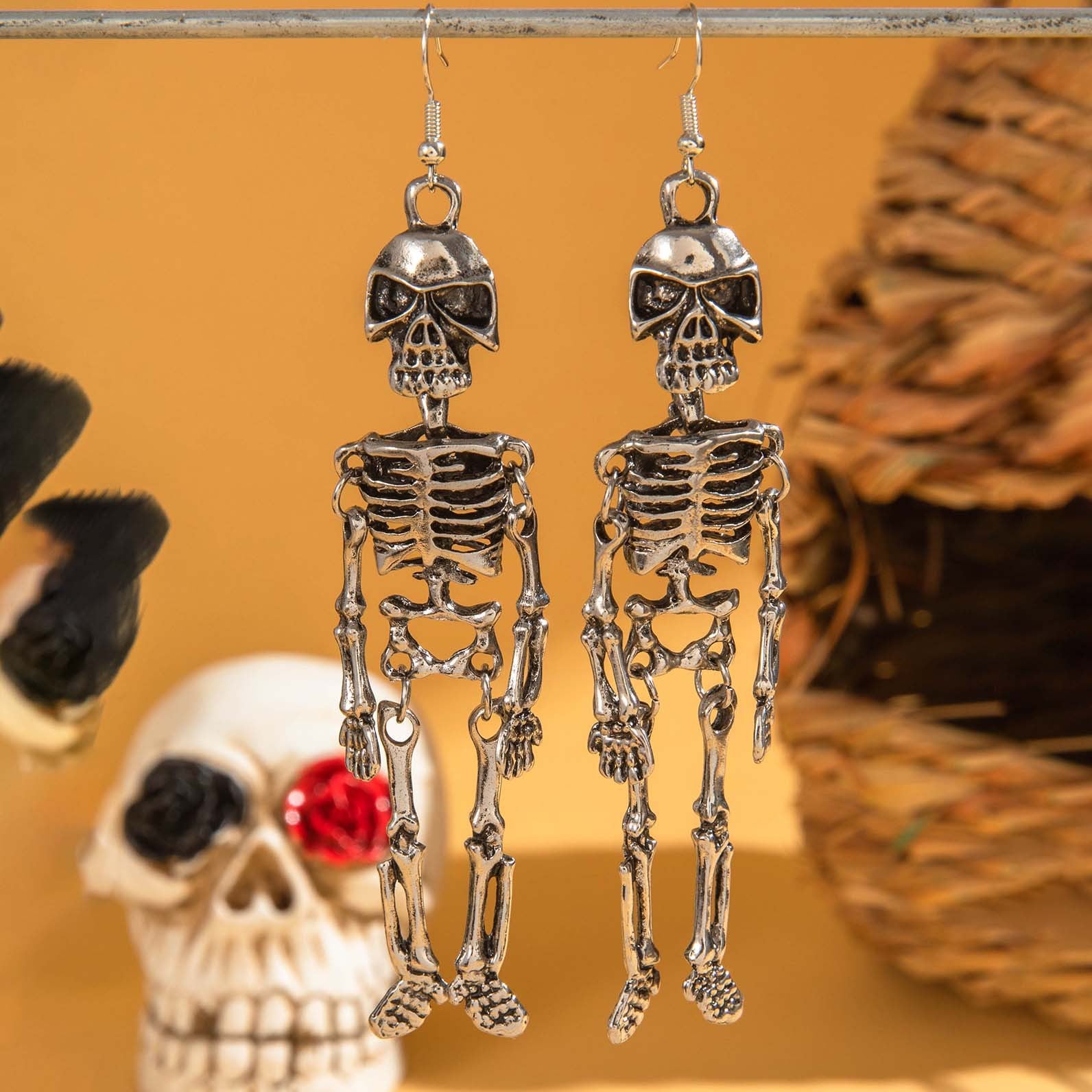 Wholesale   Skull Colorful Rice Beads  Earrings