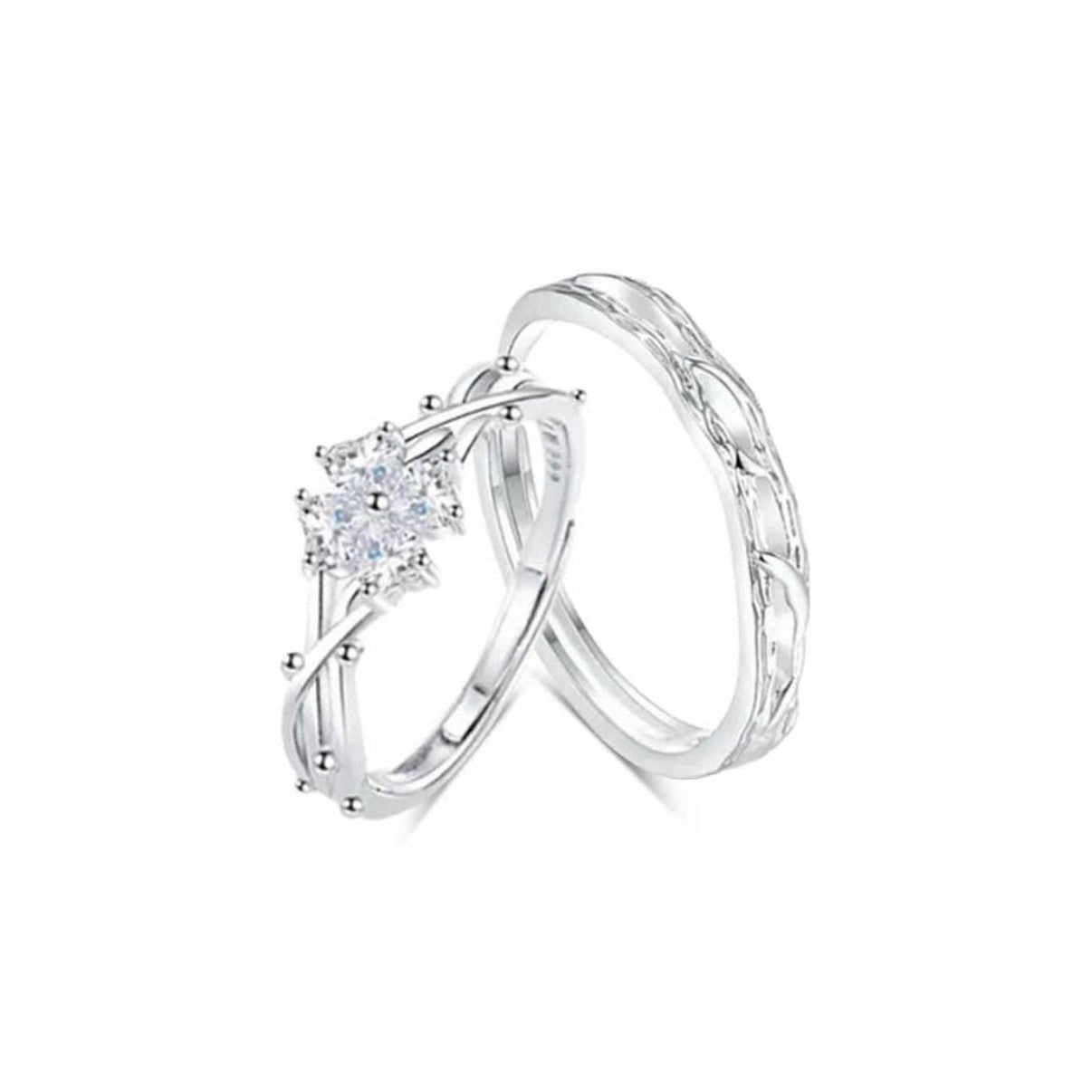 Wholesale 999 Silver Korean Style n Four Leaf Clover Adjustable Couple Ring Jewelry Accessory Gift For Boutique Resale