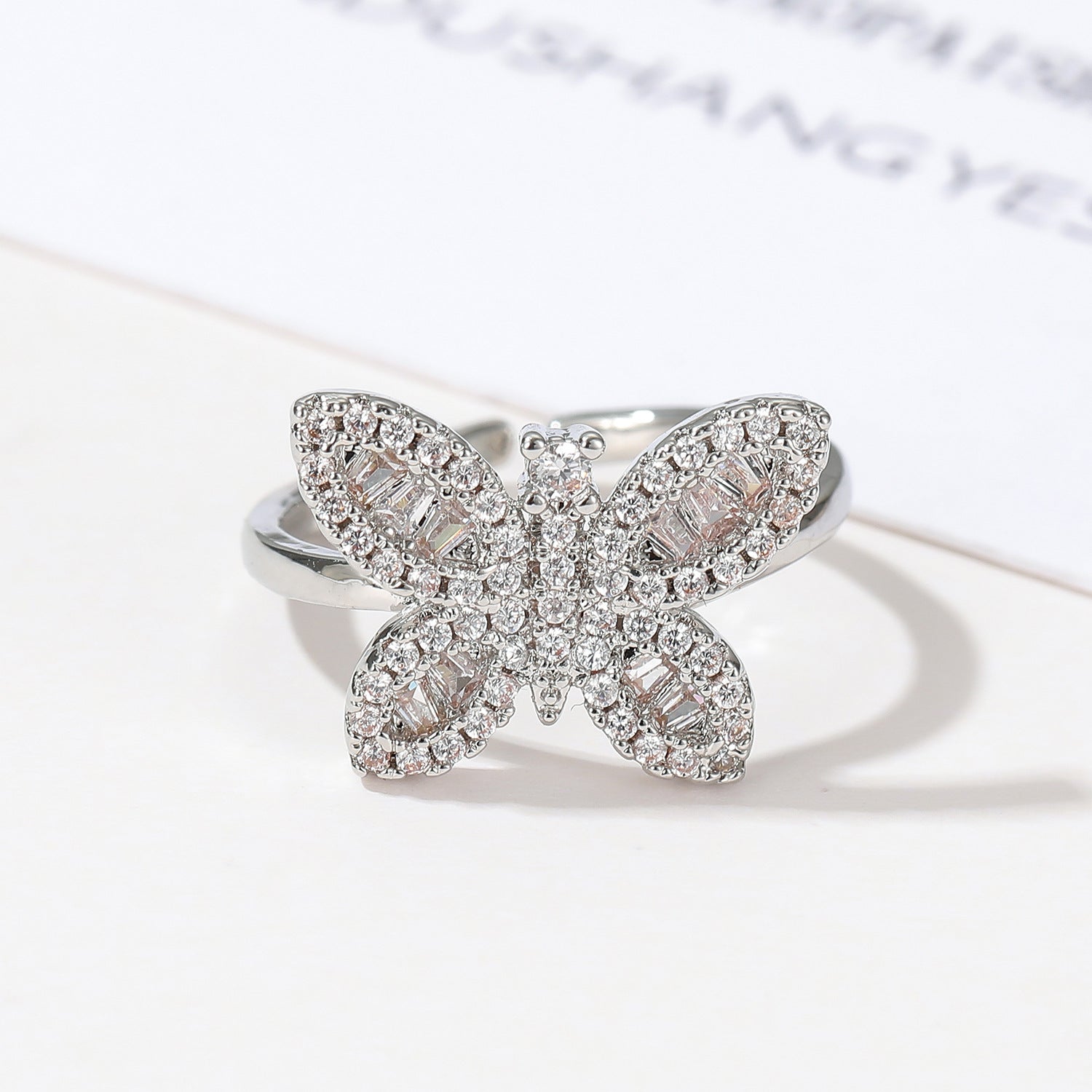 Wholesale Bohemian ring female luxury bracelet Super fairy zircon butterfly  ring