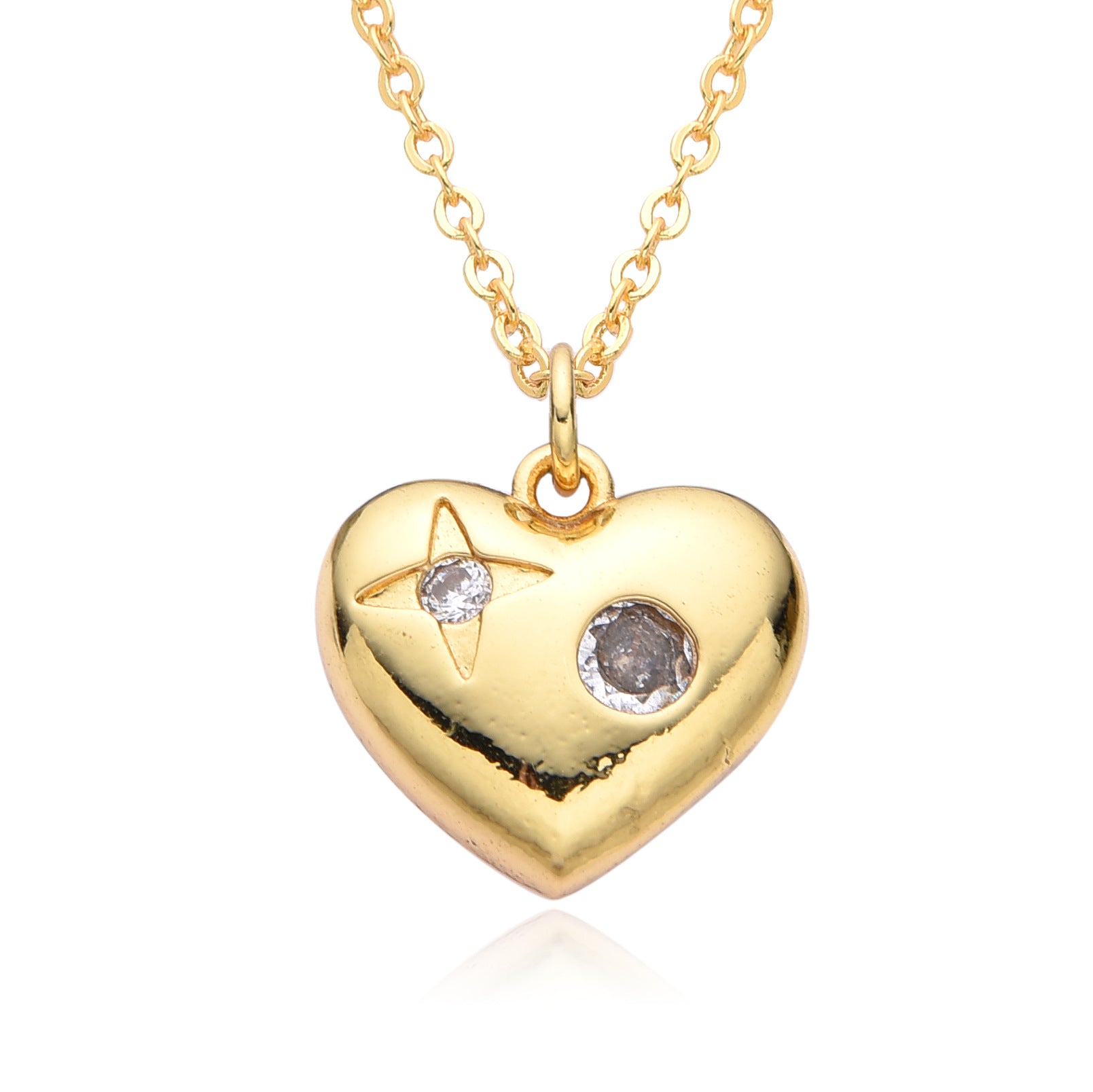 Wholesale love diamond clavicle chain copper plated 18K real gold necklace