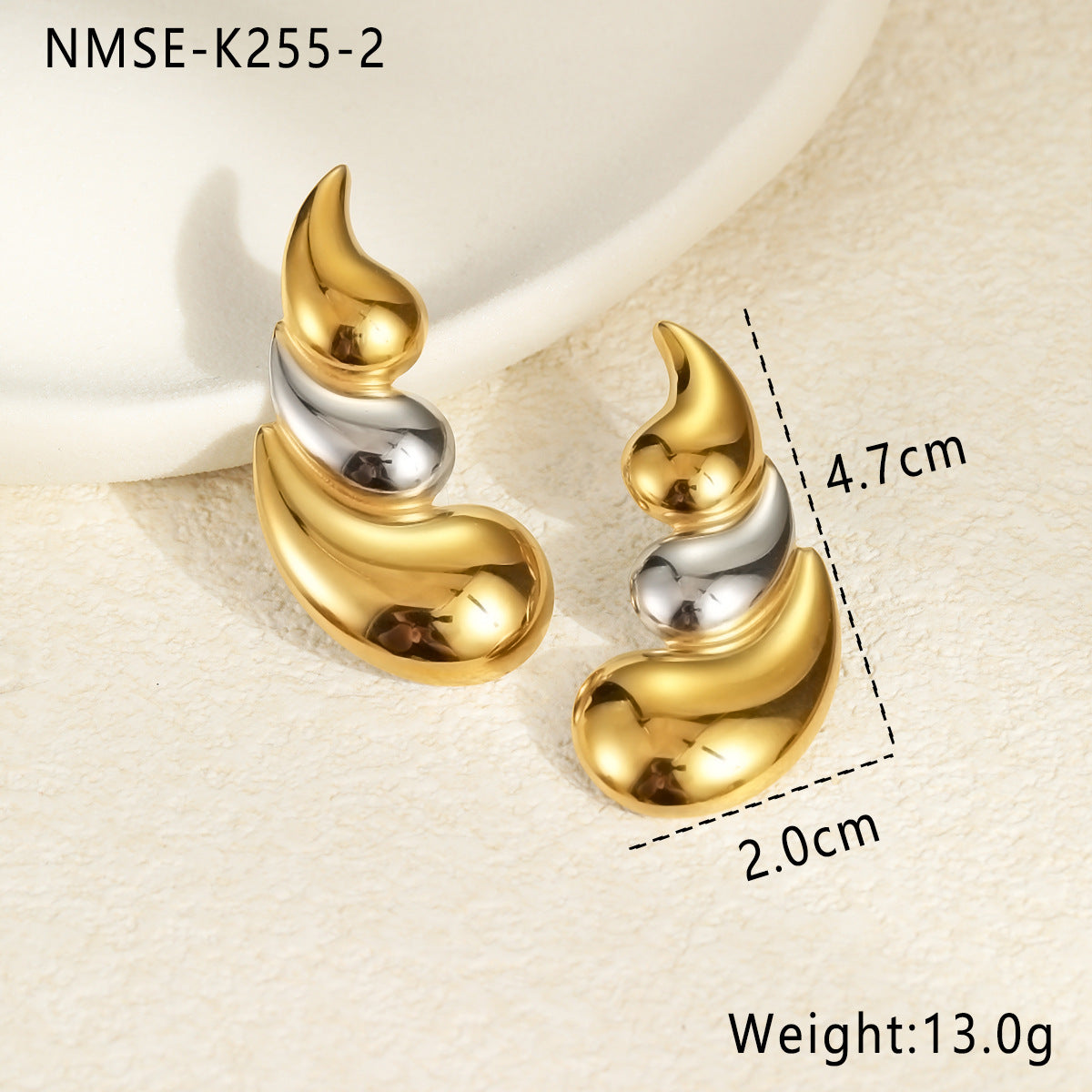 Wholesale Three-layer Water Drop Stainless Steel Earrings
