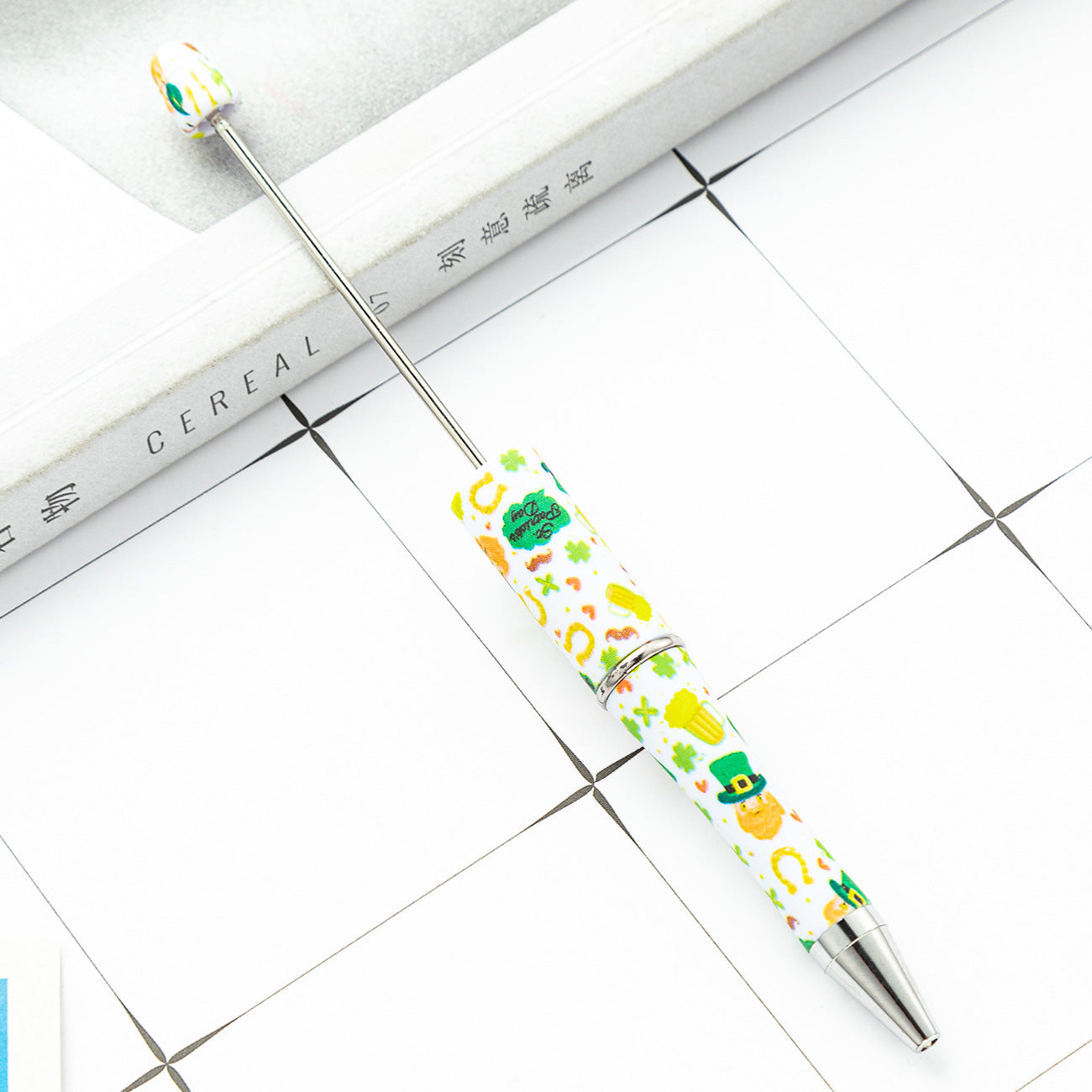 Wholesale Beadable Pens St. Patrick's Day Clover Print DIY Beaded Pens