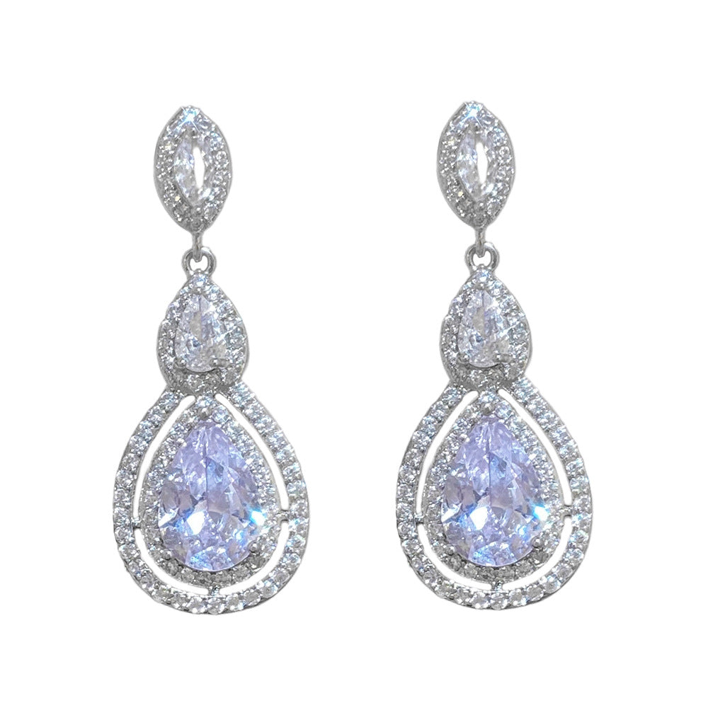 Wholesale  Luxury Large Zircon Drop-Shaped Earrings