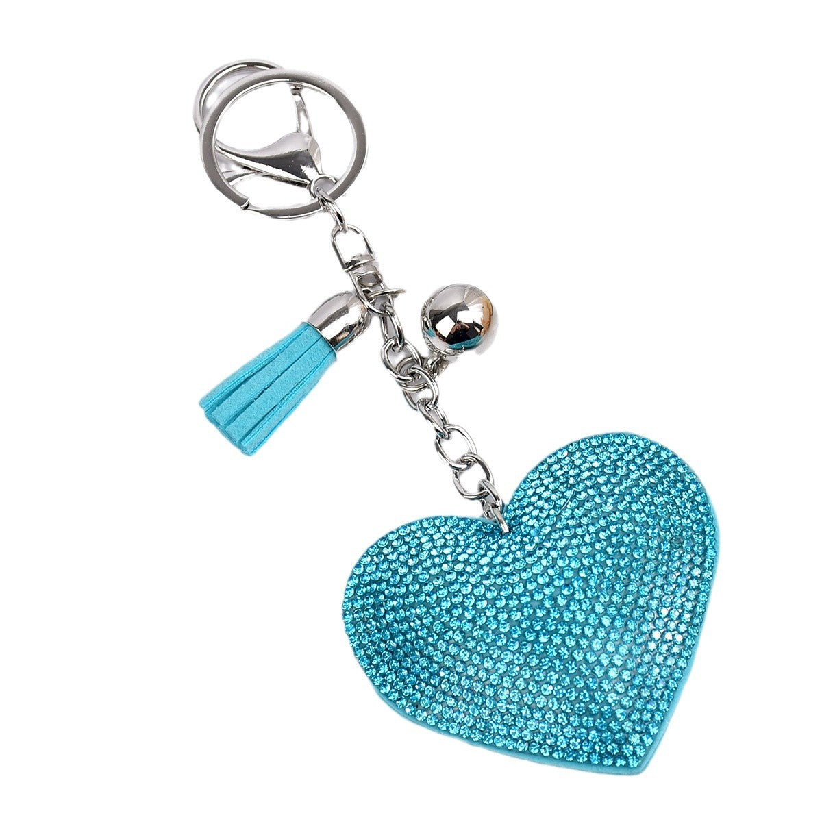 Wholesale  Peach Heart Rhinestone Leather Keychain