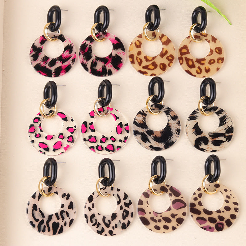 Wholesale  Vintage Hollow Color Round Acrylic Earrings