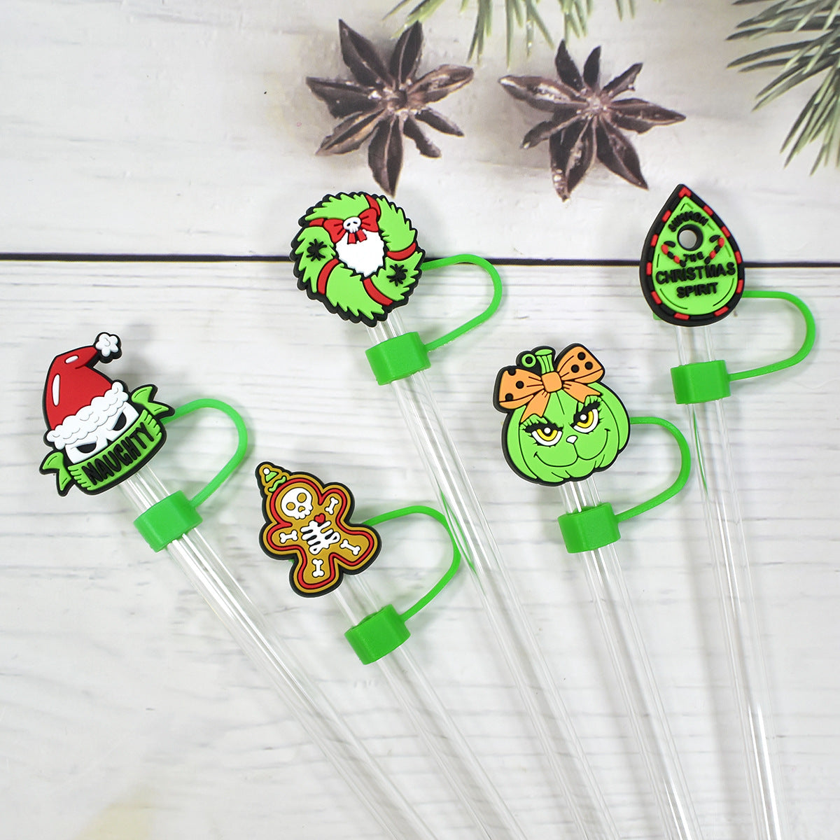 Wholesale  Random 100pcs Cartoon   10mm PVC Soft Straw Tube Cap