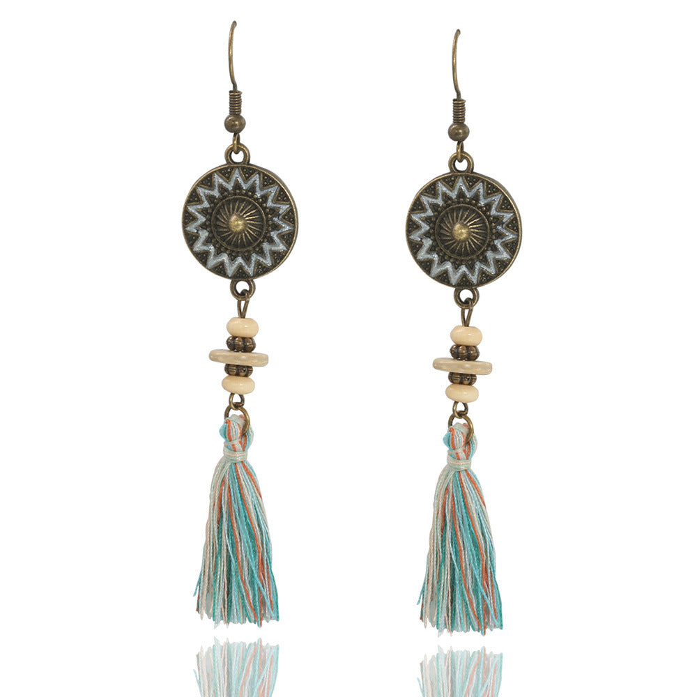 Wholesale  round sunflower color beads tassel earrings