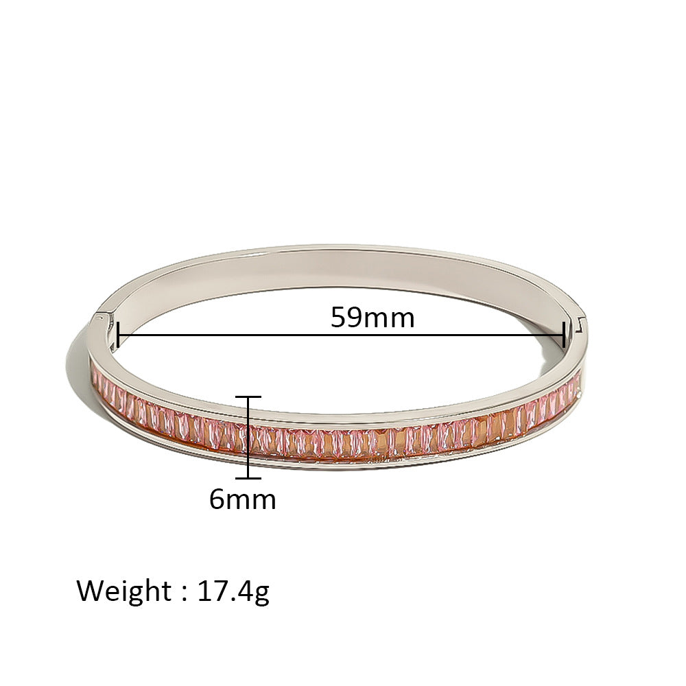 Wholesale Stainless Steel 18K Gold Plated Geometric Star Flower Zircon Bracelet