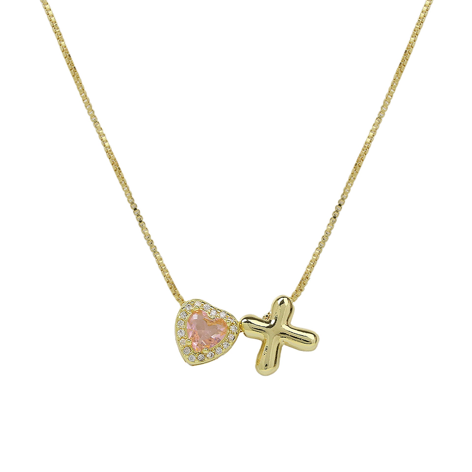 Wholesale Cute bubble 26 English letters love heart clavicle necklace