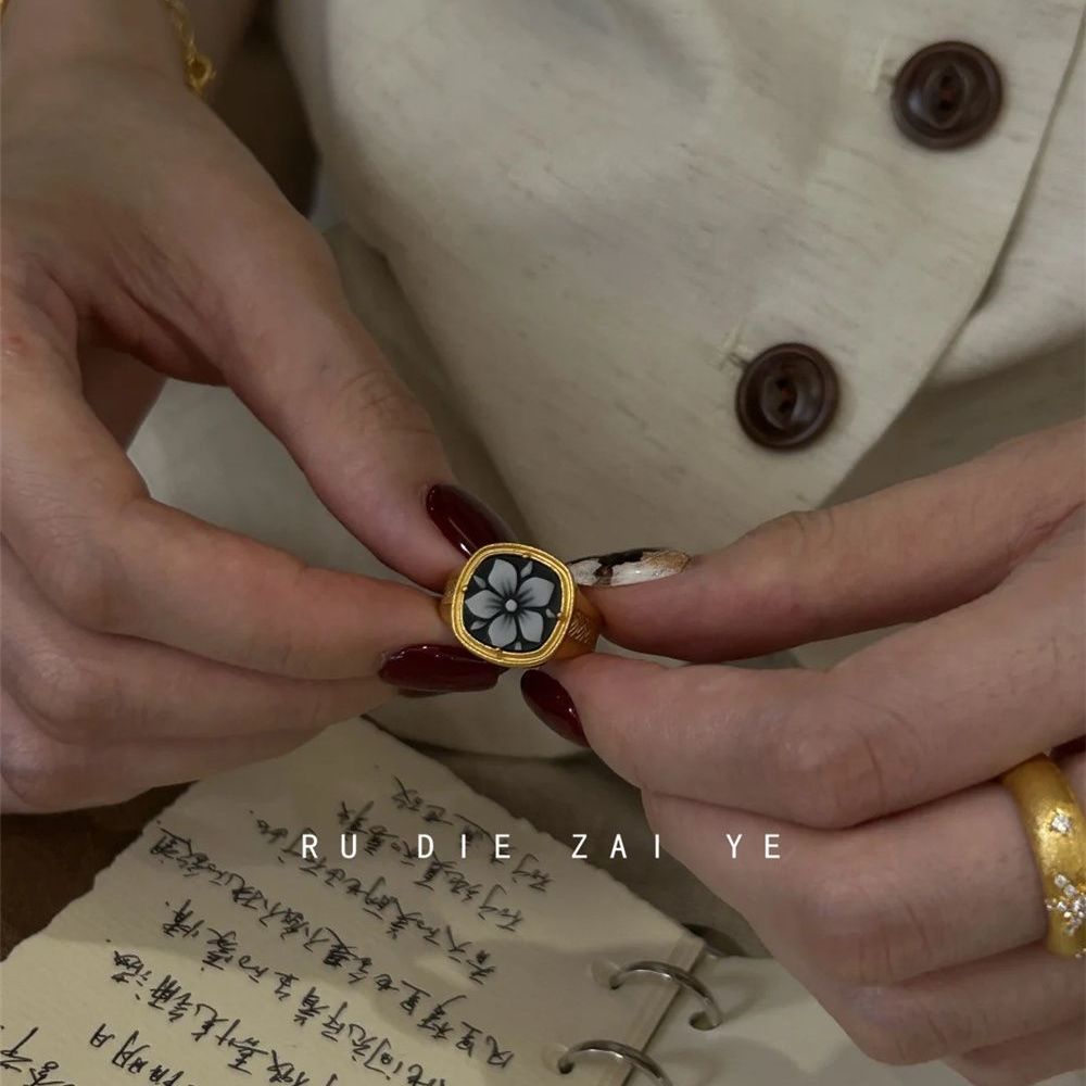 Wholesale Vintage Gardenia Flower Open Ring Copper Jewelry Everyday Wear Gift