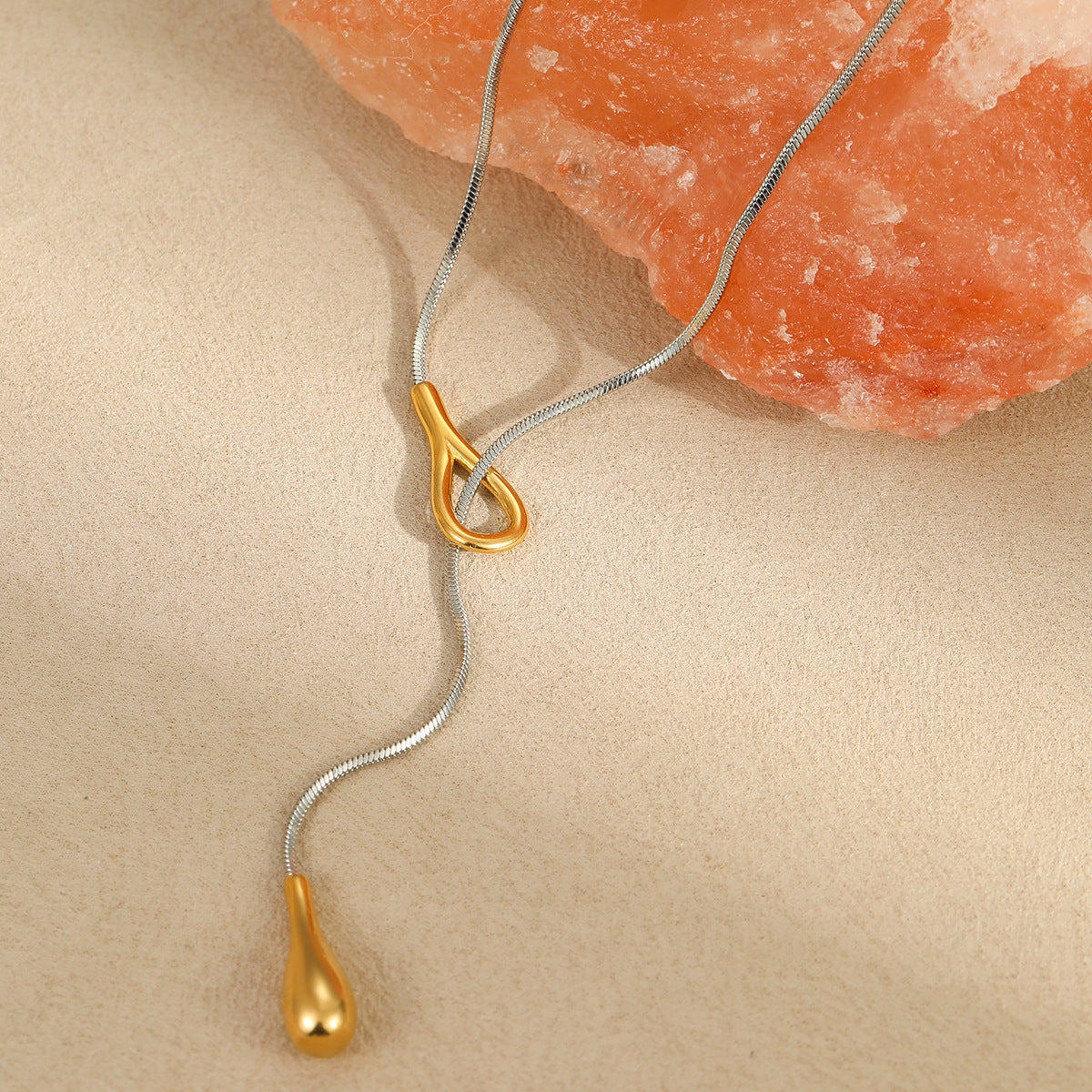 Wholesale Stainless Steel Necklace Long Water Drop Pull-Out Y-Shaped Chain Necklace