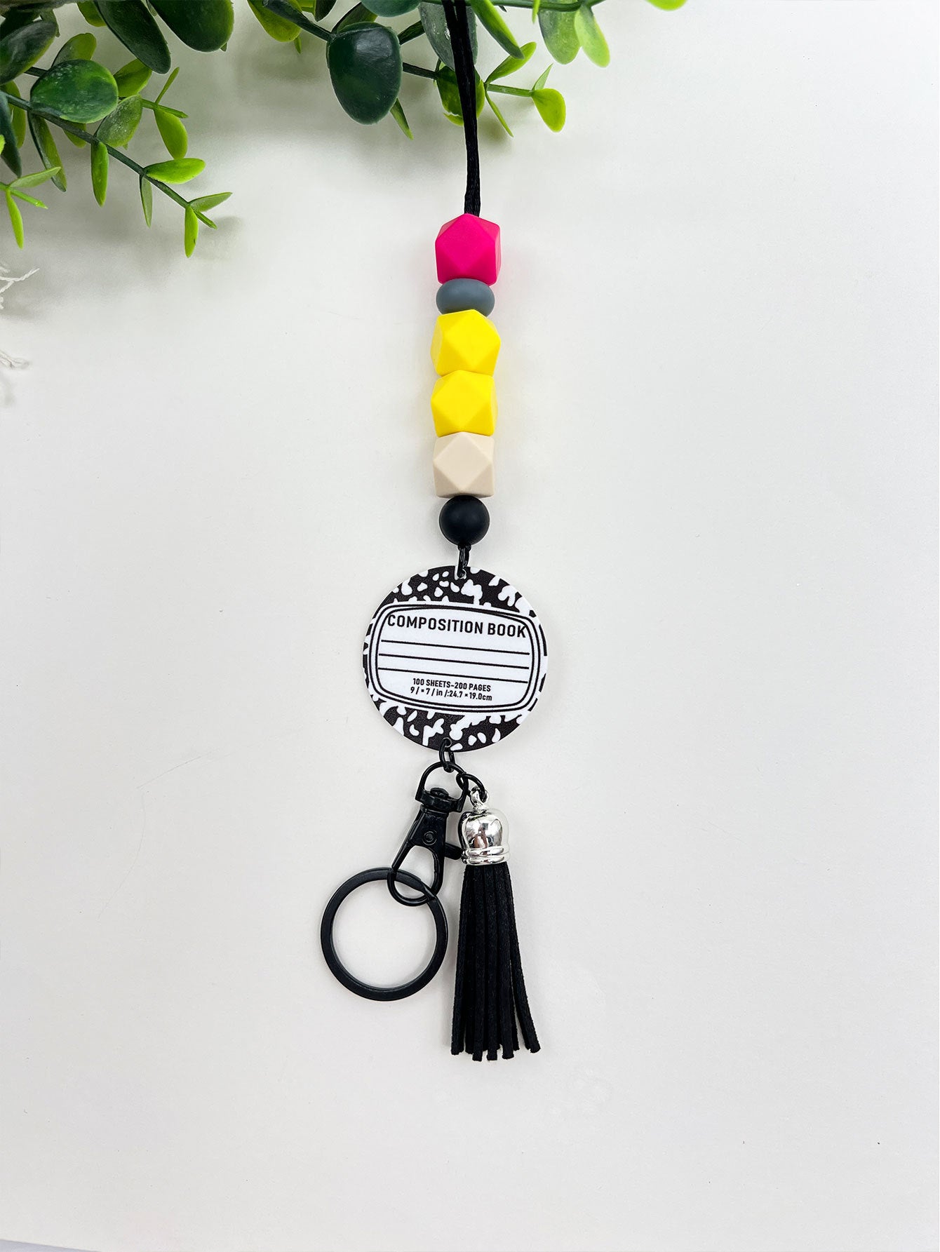 Wholesale Acrylic Pencil Silicone Beaded Lanyard Keychain ACC-KC-JiuYa016