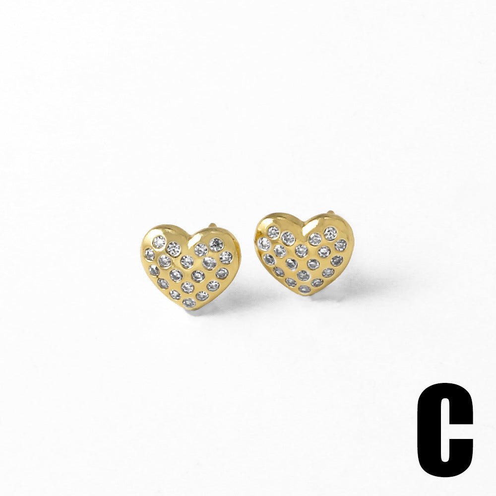 Wholesale  love heart shaped  copper plated 18k gold earrings