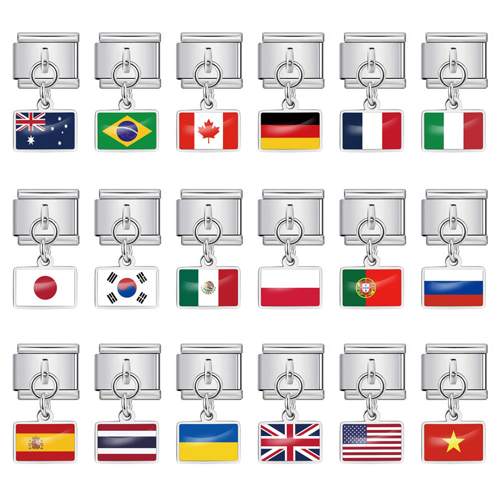 Wholesale World Flag Modular Bracelet Stainless Steel DIY Fashion Accessory
