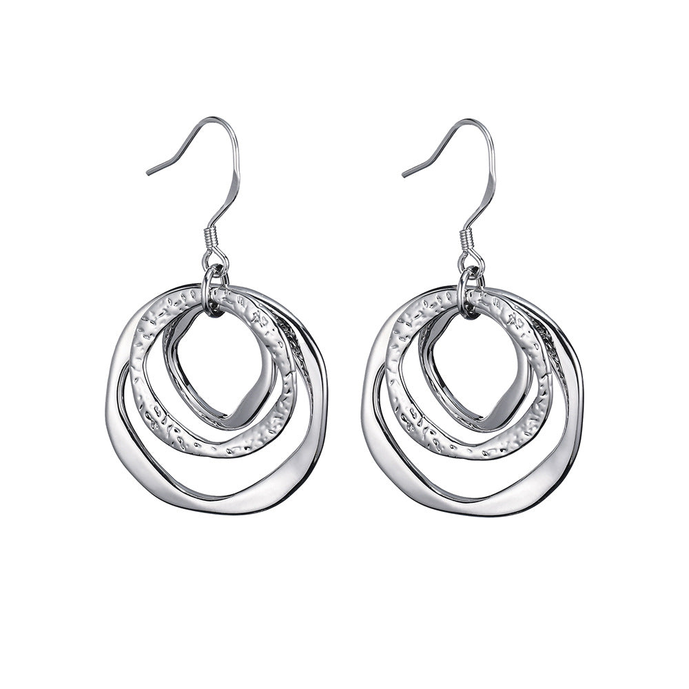 Wholesale  Zinc Alloy 3-Ring Circle Mixed Colorful Earrings