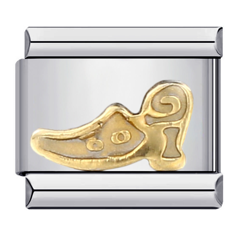 Wholesale Italian Charm Bracelet 9mm DIY Splicing Removable Gold Plated Oil Drop Cartoon Stainless Steel Composable Bracelet