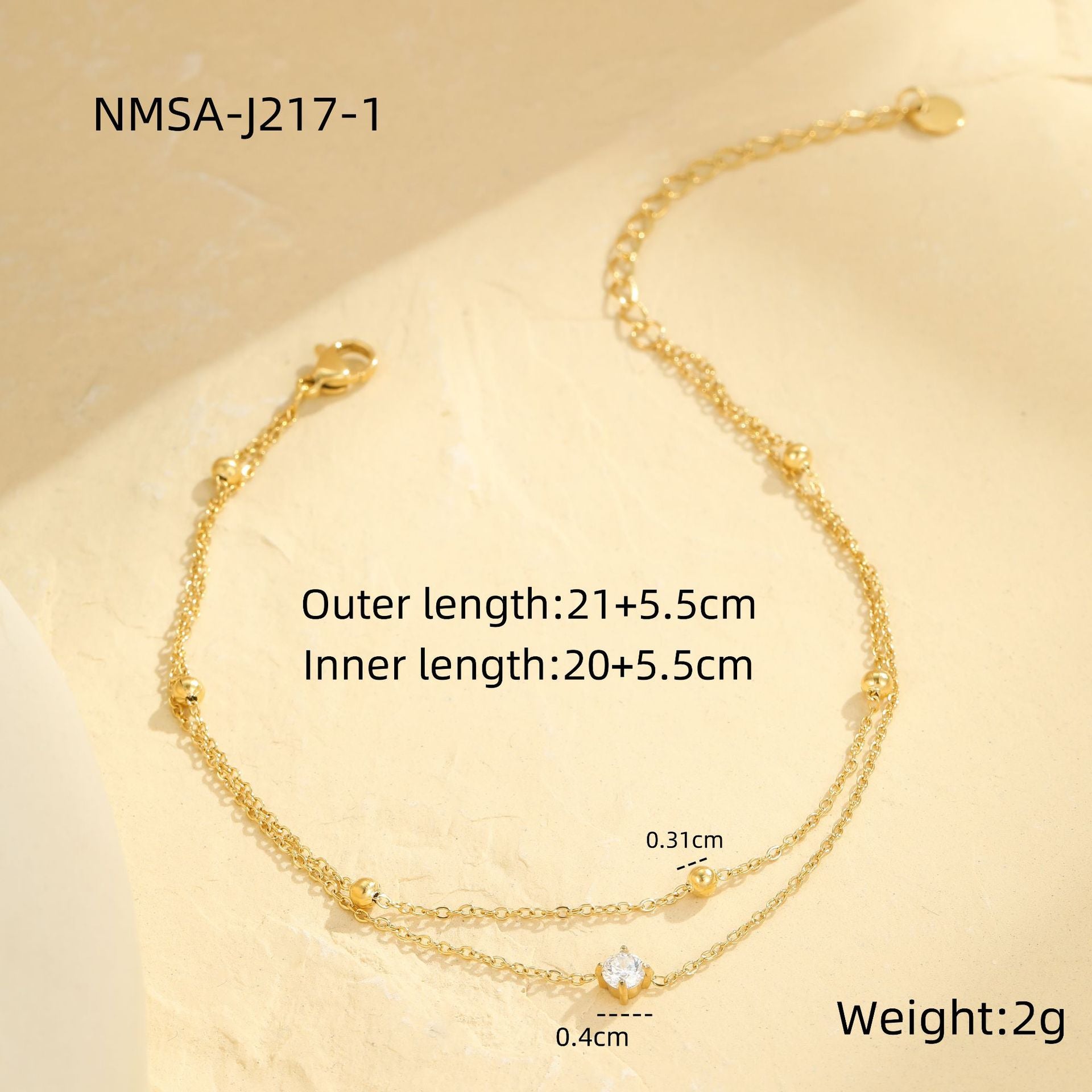 Wholesale  multi-layer 18k stainless steel anklet