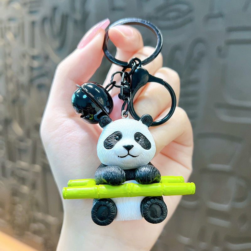Wholesale Cartoon Hugging Bamboo Panda PVC Keychain Lanyard Keychain ACC-KC-YanG006