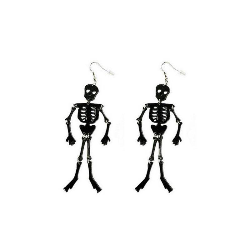 Wholesale Halloween Asymmetric Glitter Letter Horror Pumpkin Knife Ghost Skull Skeleton Spider Acrylic Exaggerated Earrings