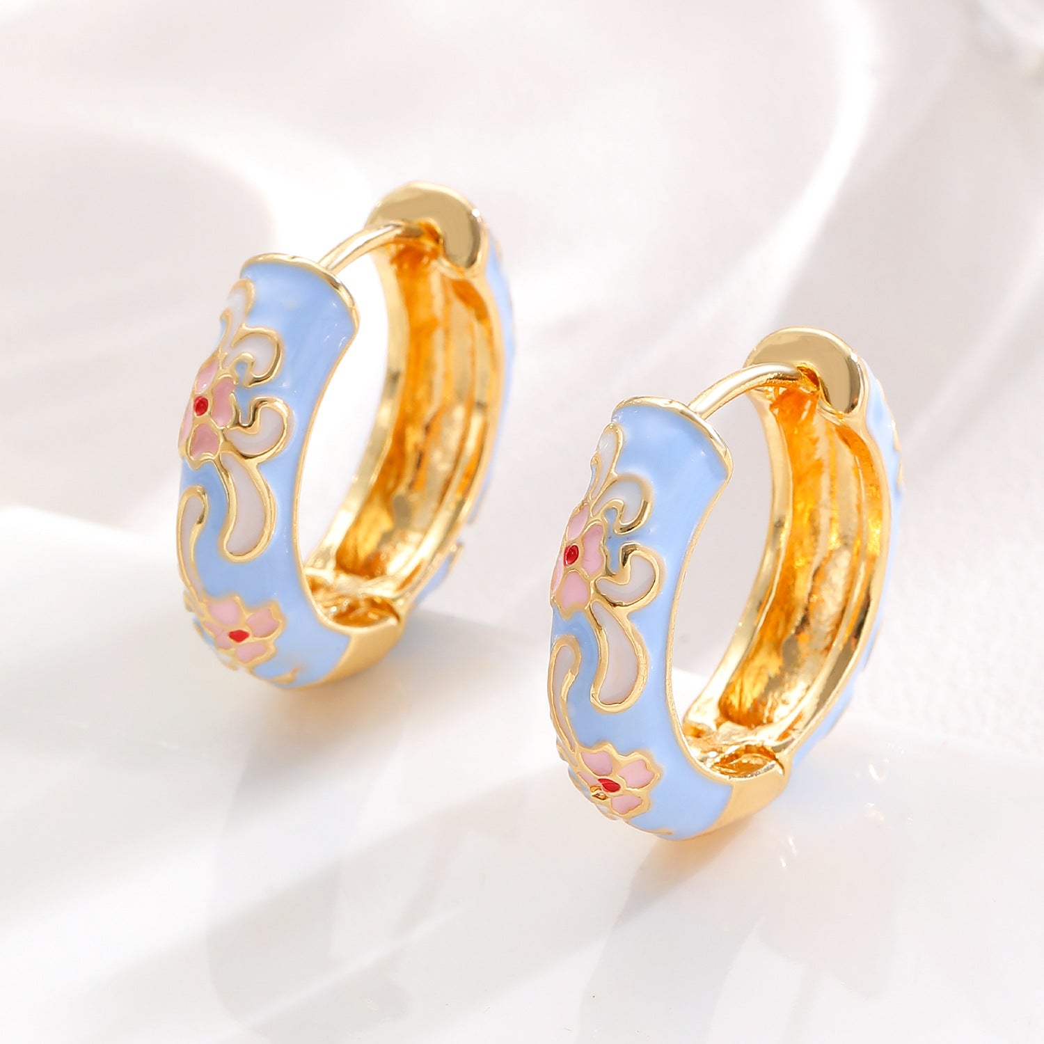 Wholesale Copper Dripping Oil Flower Earrings Chinese Vintage Style Women S Jewelry Accessory