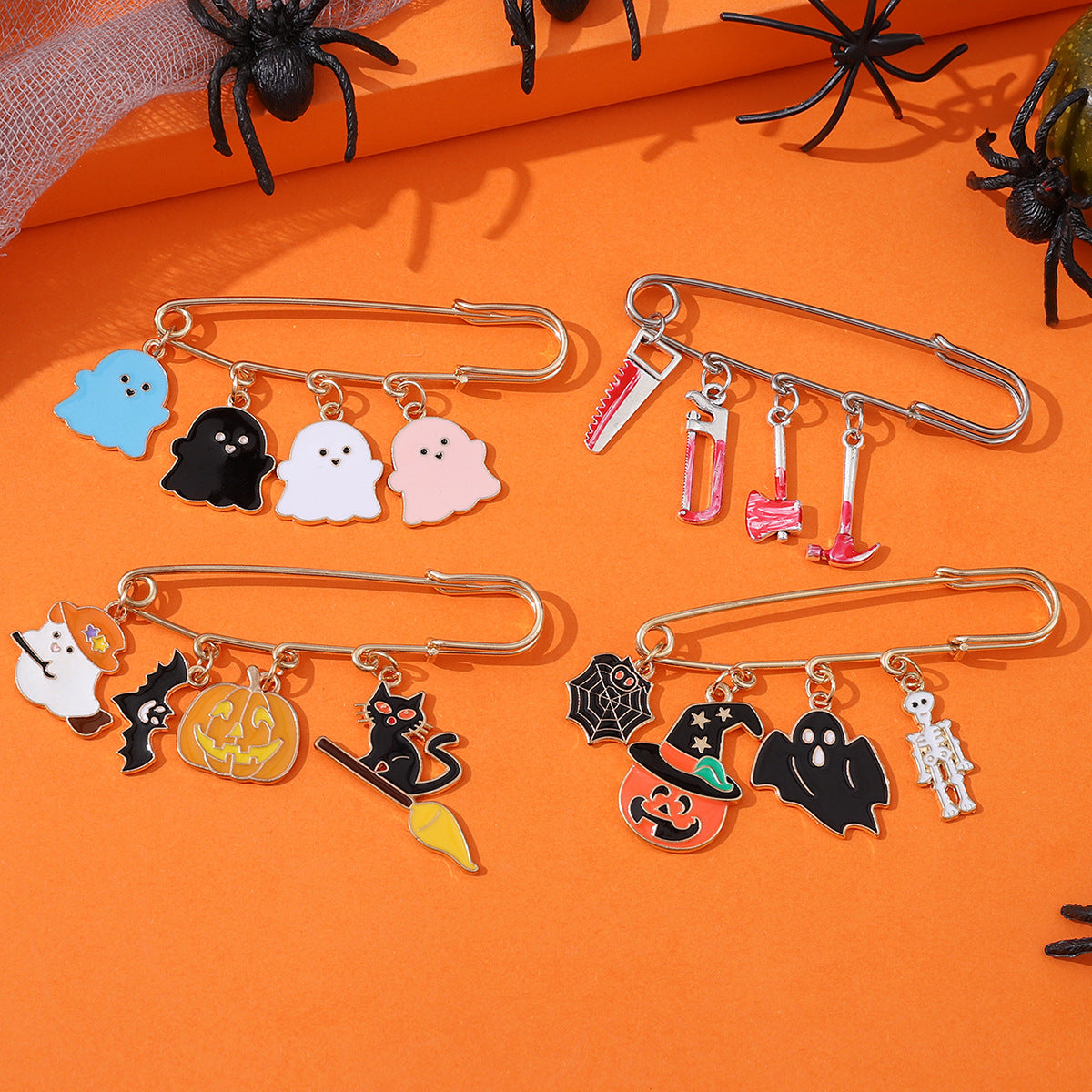 Wholesale  ghost face pumpkin ghost web gothic brooch
