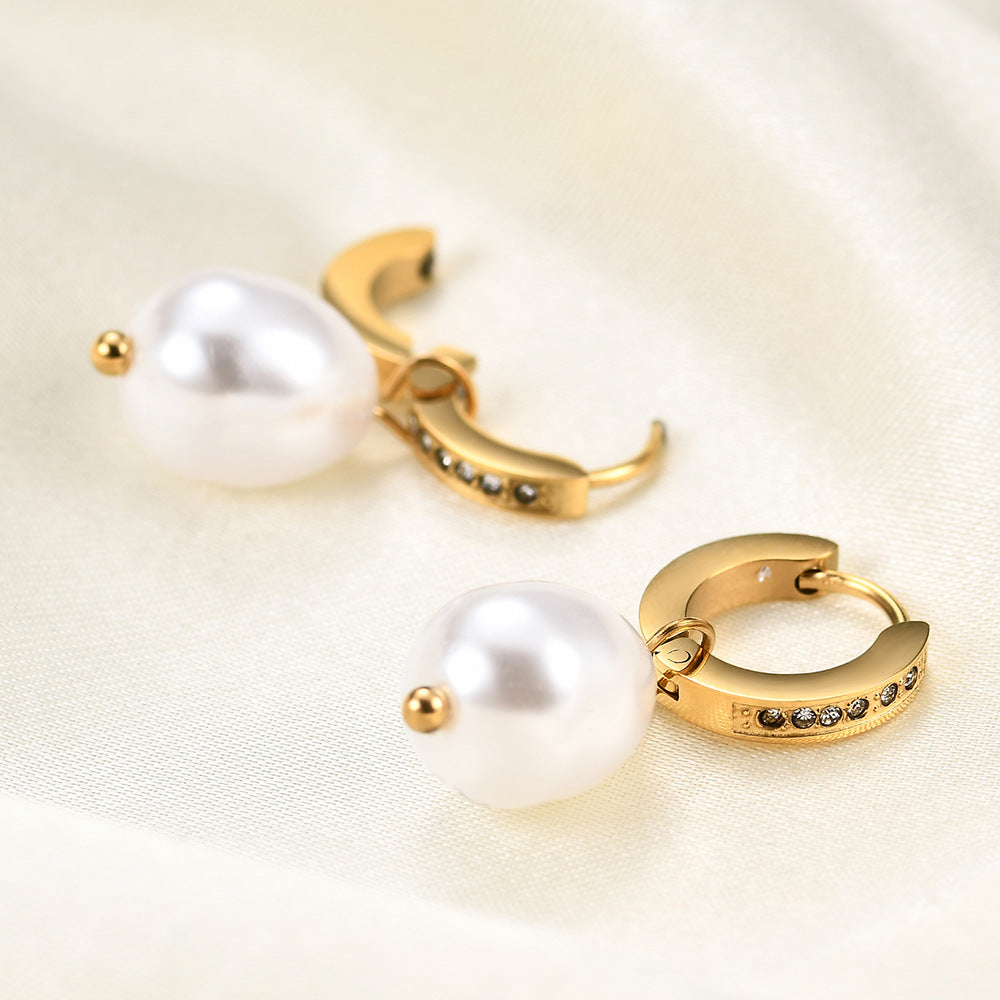 Wholesale Titanium Steel Single Row Zirconia Micro-paved Earrings