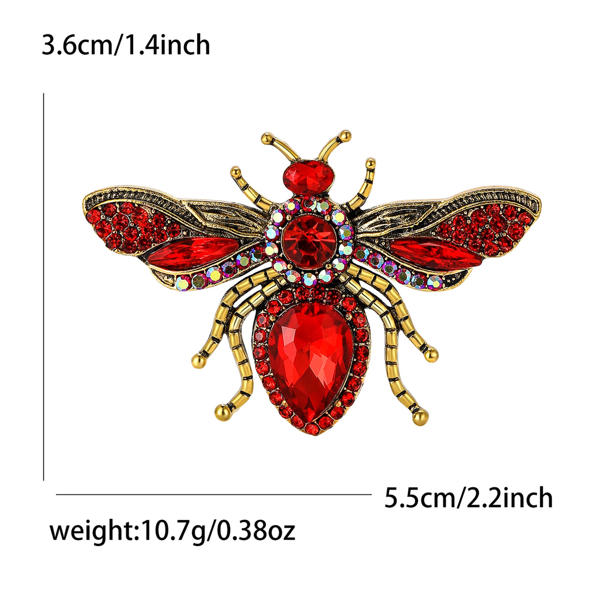 Wholesale Alloy Rhinestone Bee Brooch Pin Chic Unisex Suit Lapel Everyday Accessory
