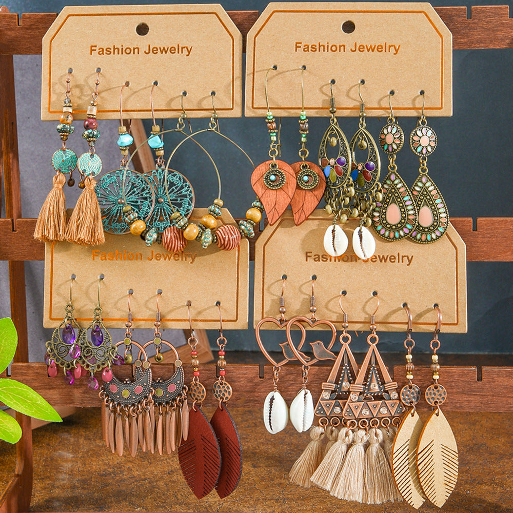 Wholesale Cross-Border Hot Selling Retro Bohemian Style Earrings Set Fashion Holiday Style Dopamine Color Ear Jewelry