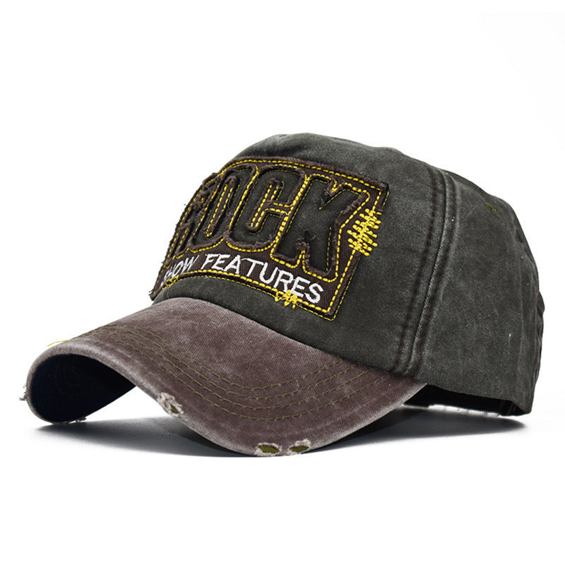 Wholesale Trendy Yellow Hip Hop Baseball Cap Patchwork Distressed Washed Cotton Adjustable Wide Brim Street Fashion Accessory For Men And Women